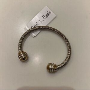 Ethel & Myrtle Stone Cable Cuff Bracelet Silver Gold Rhinestones